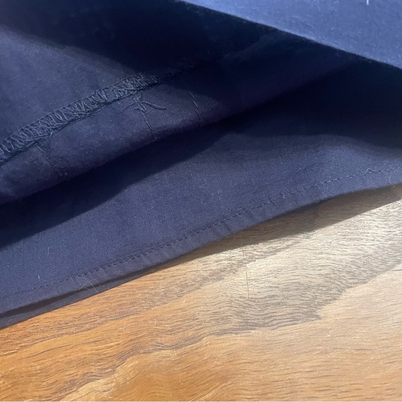 Women’s J.Crew Navy Blue Ruffle Silk and Cotton Tank Top Blouse Size 10 Medium - Picture 4 of 4